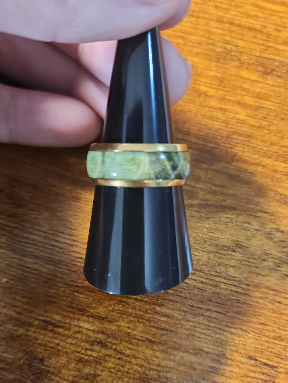 8mm Parrot Green Stainless Steel Dome Ring, Elegant And Versatile For Everyday